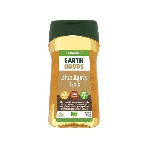 Earth Goods Organic Blue Agave Syrup 500g - Non-GMO 100% Natural Vegan Low Glycemic Gluten-Free No Additives Resealable