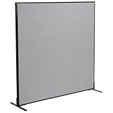 Global Industrial Freestanding Office Partition Panel, 60.25 Inch Wide, 60 Inch High, 1.75 Inch Deep, Gray, 1 Piece, Model 238639FGY