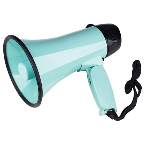 MyMealivos Portable Megaphone Bullhorn 20 Watt Power Megaphone Speaker Voice and Siren/Alarm Modes with Volume Control and Strap (Teal)… Cover