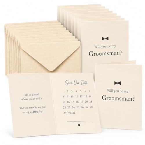 HWSDSGO Groomsman Proposal Card Set 8 Pack Will You Be My Groomsman Cards with Envelopes and Lined Inserts Folded Wedding Party Invitation Cards for Groomsmen