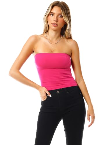 Image of MixMatchy Women's 3 Pack Tube Top Built-in Bra Strapless Ruched Bandeau