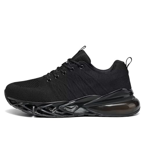 Kapsen Mens Air Cushion Fashion Sneakers Breathable Blade Running Walking Shoes Comfortable Non Slip Work Sport Fitness Athletic Tennis Shoes All Black thumb #2