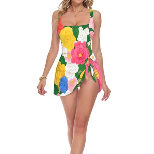 Maillot de bain une pièce femme taille haute contrôle du ventre sculptant à fleurs colorées