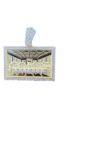 Icebros Moissanite 925 Silver Gold Plated Iced Jesus Last Supper Pendant Necklace (14K Gold) #TOP5