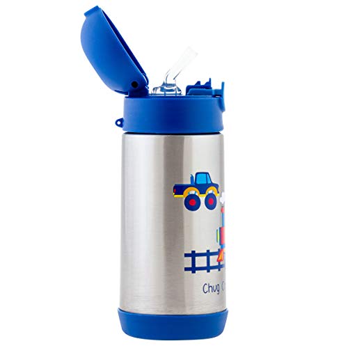 Image of Stephen Joseph Double Wall Ss BottleSnack - BPA, Phthalate and PVC-free, Easy Open with Snack Compartment, Leak-Proof Water Bottle with Cute Design for Girls & Boys (TRANSPORTATION)