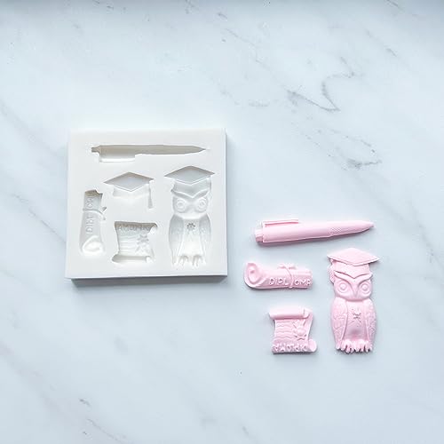 GRADUATION (PEN,CAP,OWL DIPLOMAS) BAKING MOLD FOR CUPCAKES, CAKEPOPS, CHOCOLATE STRAWBERRIES, PRETZELS & RICE KRISPIES