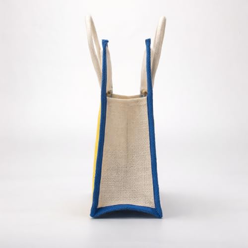 Image of Soman Jute Thamboolam Bags for Return Gifts Yellow and Royal Blue Combo - Pack of 10 bags