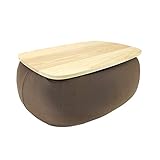 RAKU ビーズクッション 膝上テーブル 日本製ビーズ テーブルクッション カバー洗える 枕 背もたれ デスク 机 膝上作業 膝上 車 ベッド ソファー PC作業 持ち運び便利 天然木製 3色 ブラウン グレー ブルー (ブラウン)