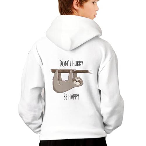 Funny Cute Sloth Don't Hurry Be Happy Vintage Hoodies for Teen Girls Boys Lightweight Kangaroo Pocket Sweatshirt2