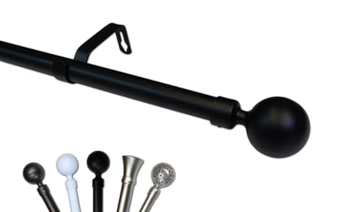 MadeInNature Tringle à Rideaux Extensible Design, de 120 à 210 cm, Prix Imbattable par quantité, Kit Tringle Complet, Embouts Supports et Tube métal (Stael noir mat,...