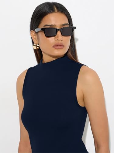 Image of KOTTY Women's Sleeveless High Neck Ribbed Tank Top Combo Pack of 2 Stylish Casual & Office Wear Tops