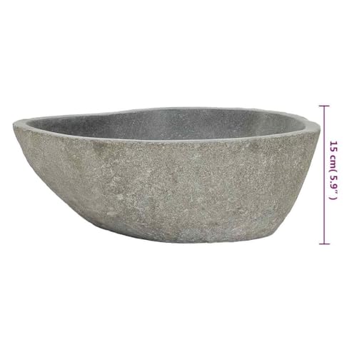 vidaXL Waschbecken Flussstein Naturstein Aufsatzwaschbecken Waschschale Waschtisch Handwaschbecken Bad Waschplatz Badezimmer Oval 37-46cm