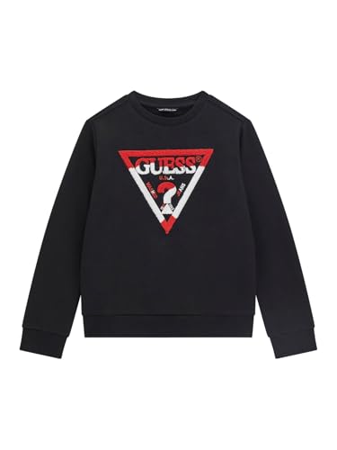 GUESS Boys' Crewneck Sweatshirt with Flocked Triangle Logo