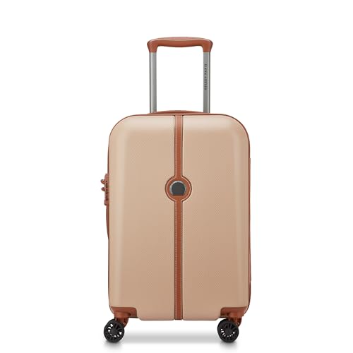 Image of DELSEY PARIS Lucette 55 cms Small Cabin ABS /Polycarbonate Hard Sided 8 Wheels and Expandable Spinner Suitcase /Trolley Bag for Travel with TSA Lock- Sand