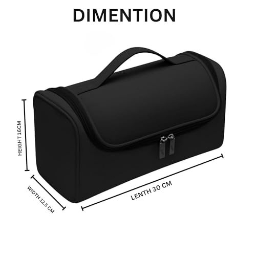 Image of Hair Styling Tools Organizer Bag - Heat Resistant Travel Storage Case with Hanging Hook | Large Capacity Hair Dryer, Straightener, Curling Iron Holder with Compartments (Black)