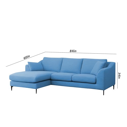 Image of BRAXTON Tokio LHS 4 Seater L Shape Sofa Set for Living Room (Turquise Fabric) Premium Fabric Sofa