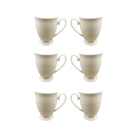 Bone China Set of 6 White Coffee Beakers/Mugs Cover