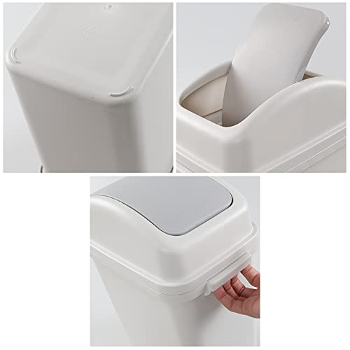 Eagrye 1.8 Gallon Plastic Swing-Top Trash Can, Small Garbage Can With Swing Lid, Slightly Gray #TOP2