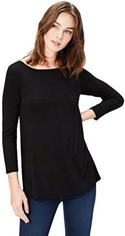 Daily Ritual Women's Jersey Standard-Fit 3/4 Sleeve Bateau Neck Swing T-Shirt, Multipacks