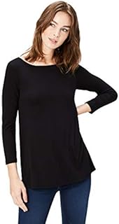 Daily Ritual Women's Jersey Standard-Fit 3/4 Sleeve Bateau Neck Swing T-Shirt, Multipacks