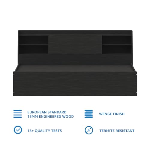 Image of Amazon Brand - Solimo Altamore Engineered Wood King Bed with Headboard and Box Storage (Wenge Finish)
