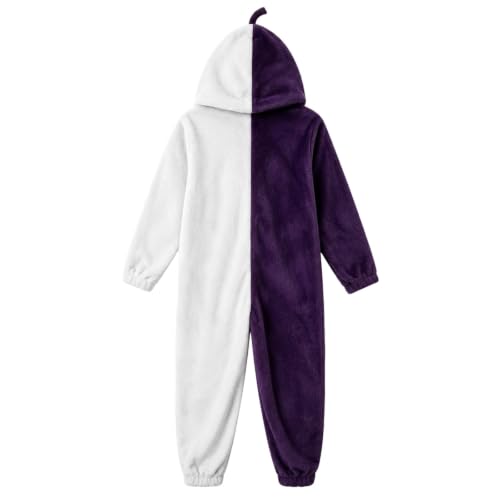 GAHIEDIM Onesie Adult, Onesie Adult Plus Size Halloween Pumpkin Pajamas Warm For Costumes Plush Hooded Costume Adults Purple 01 Large - image 4