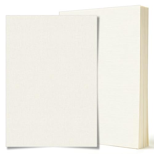 30 Sheets Ivory Linen Paper 8.5 x 11 230gsm/80lb Cream Luxury Resume Paper Textured Card Stock for Printing Resume Invitations Resume DIY Card Making (Cream)