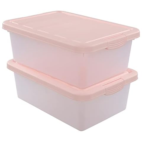 Sandmovie 15 L Plastic Storage Box with Lids, Pink, 2 Packs Cover
