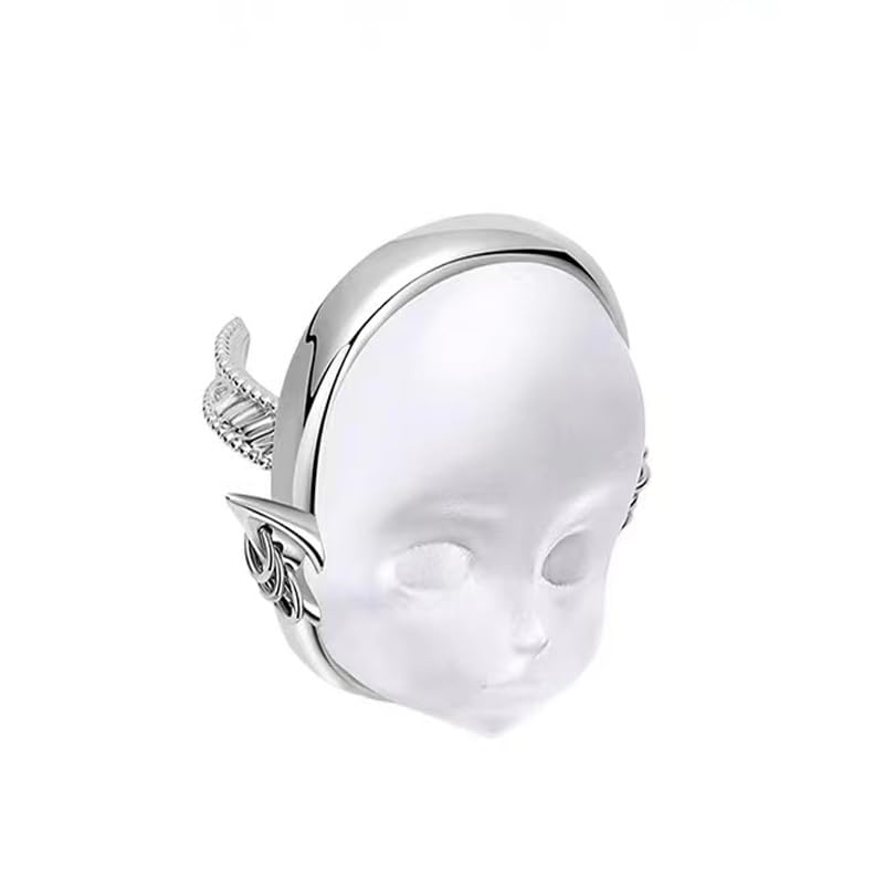 Zinzin Little Devil Ring, Transparent Matte 3D Little Devil Rings Dark Trendy Open Adjustable Ring Personality Gothic Decorative Rings for Teens Women