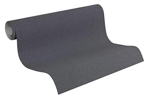 A.S. Création Pure Elegance Vliestapete mit Textilstruktur 0,53 x 10,05 m – Grau – Uni Tapete mit Struktur - einfarbige graue Wandtapete für verschiedene Räume - 211774