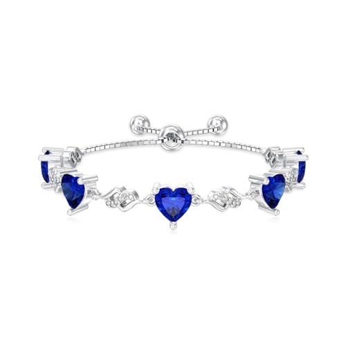 Bracelet cœur pierres de naissance argent 925 ajustable bijou tendance pour femme