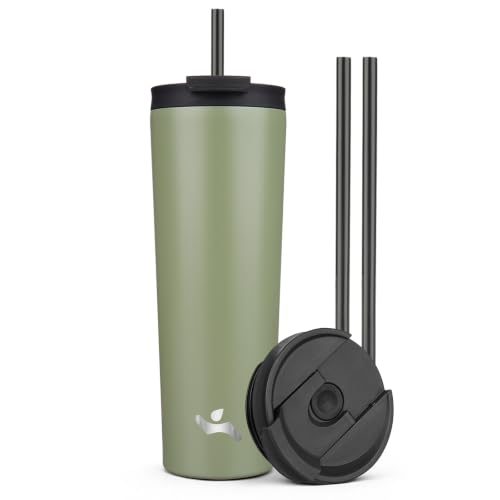 Image of Konokyo 30 oz Insulated Tumbler Water Bottle with Straw Lid, ArmyGreen