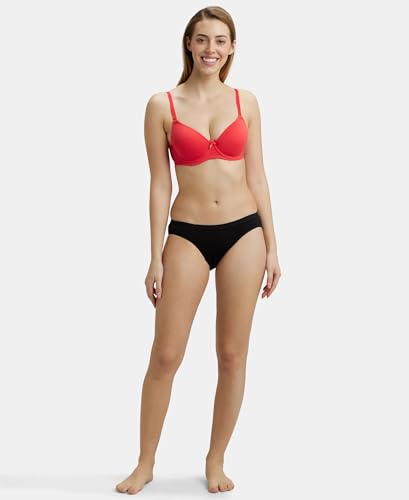 Image of Jockey 1245 Women Under-Wired Padded Super Combed Cotton Elastane Stretch Medium Coverage T-Shirt Bra with Detachable Straps