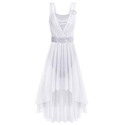 Maillot de gymnastique extensible avec jupe asymétrique en tulle