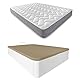 DUÉRMETE ONLINE 135 x 190 Stück viskoelastische Matratze aus Viscotec + Boxspringbett aus Holz, großes Fassungsvermögen, Weiß
