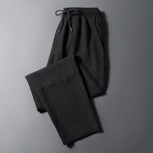 Mens Elastic Waist Pants Straight Leg Loose Fit Lightweight Drawstring Pants Casual Comfy Summer Beach Yoga Trousers2