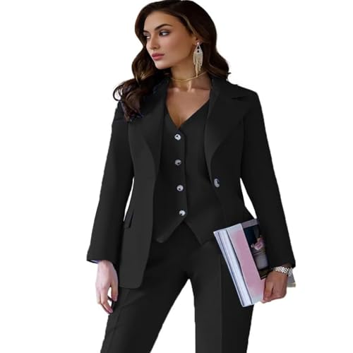 TIANMEI Women's 3 Pieces Suit Lady Business Office Suits Slim Fit Womens Tuxedo Casual Blazer Vest Pants Suits for Women