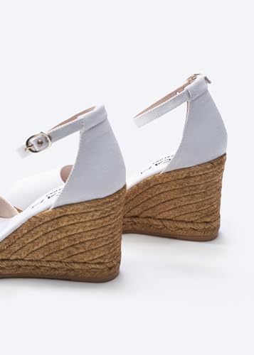 Image of Viscata Estartit Espadrille Canvas Wedges Spain Handmade 3 inch Heel Women's Sandals with Breathable Organic Cotton Canvas and 100% Natural Jute Midsole for all Occasions: Casual, Work, Party