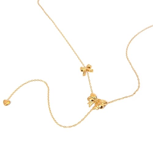 Collier cœur et nœud papillon en acier - Idée cadeau romantique et élégant pour femme