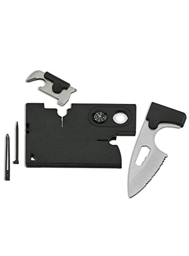 NIEGIENNA-10 in 1 Multifunction Credit Card Size Wallet Companion Tactical Survival Tool Military Utility Kit with Pocket Knife Bottle Opener Compass for Outdoor Hunting