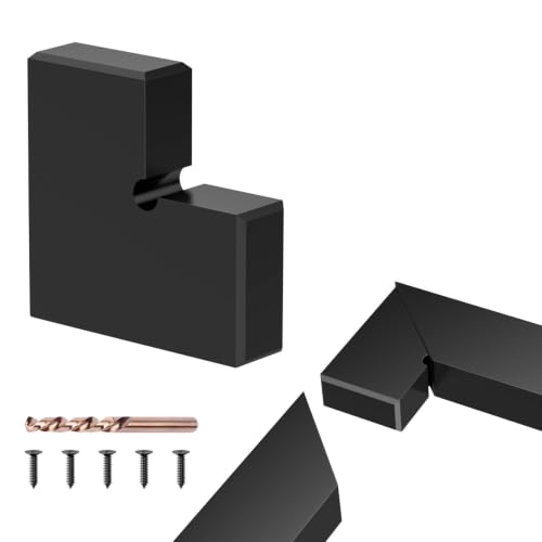 Corner Connector for Stainless Steel Flat Handrail, 1 Pack 90° Black Hand Rail Accessories with Screws, High Strength POM Rectangular Handrail Fitting for Deck Stair Cable Railing, MY02-C