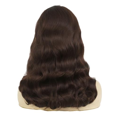 Image of Swiking Brown Long Curly Wigs for Women Wavy Finger Wave Nature Hair Costume Wigs for Cosplay Party