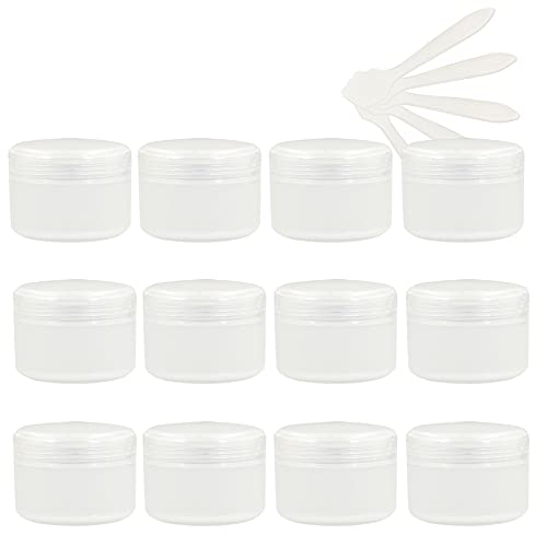 ZEOABSY 24 Stück, 20ml Transparent Plastik Leerdose, Kosmetische Lotion Creme Tiegel mit Schraubverschluss, Innenfutter, für Cremedose, Nailart Lippenbalsam Creme + 5 x Löffel