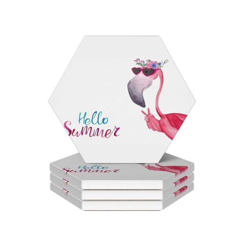 Dessous de verre flamant rose en céramique pour apéritif été - 2