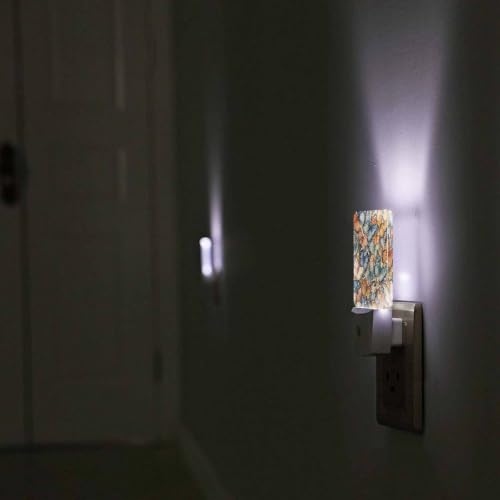 Image of LED Night Light,Butterfly Wings LED Night Light Plug into Wall with Dusk to Dawn Light Sensor White Energy Efficient Nightlight for Bedroom Bathroom Hallway Living Room Kitchen