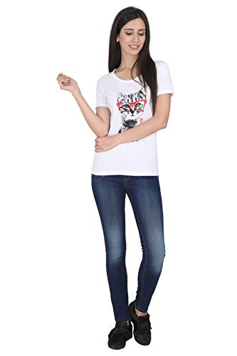Image of FLEXIMAA Women's Cotton Printed Round Neck Half Sleeve T-Shirt