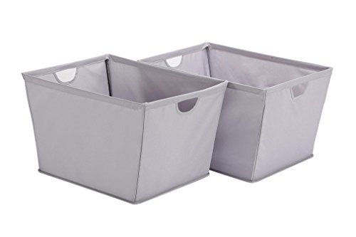 STORAGE MANIAC 2-Pack Large Shelf Basket with Wire Frame, Home Tapered Storage Bins, Gray