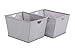 StorageManiac Pack of 2 Wire Frame Folding Storage Basket, Durable Open Tapered Polyester Canvas Storage Bin with Built-in Handles, Grey, Large