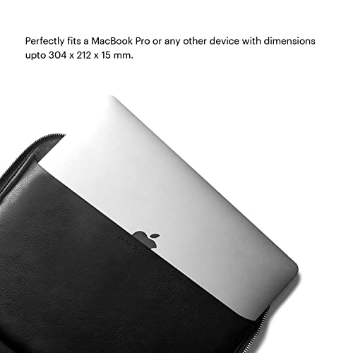 Image of DailyObjects Urbane Tech Folio - Black, Gadget Organiser Tech Kit for Laptops and Office Accessories|Vegan Faux Leather|Lightweight and Soft|Sensitive Material with YKK Zipper