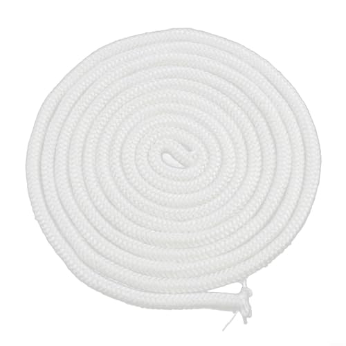 CYRENT Corda antincendio in fibra di vetro per stufe a legna, lunghezza 3 m, guarnizione per porta del camino bianco per camino, caldaia, forno industriale (8 mm x 3 m di lunghezza)